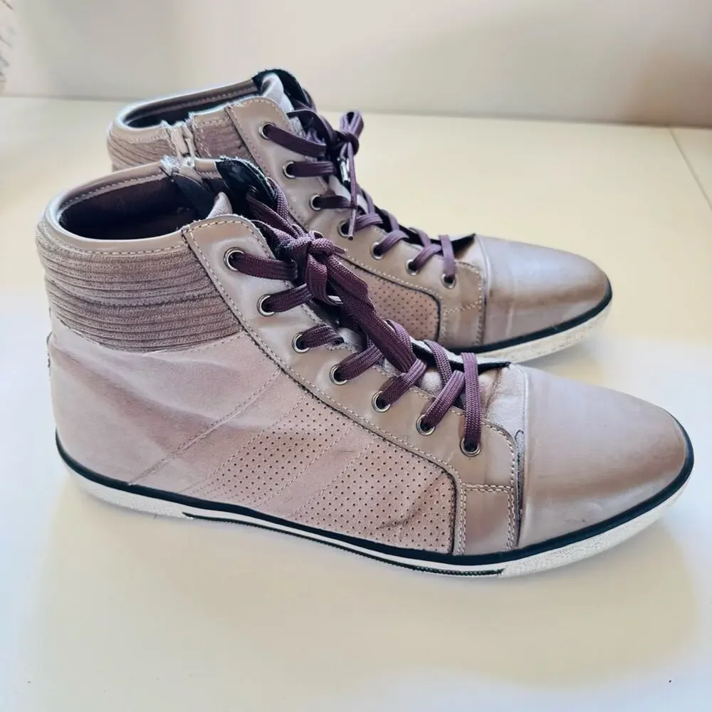 MENS KENNETH COLE Rubber Grey Brown White Lace Up High Top Sneakers Shoes 10